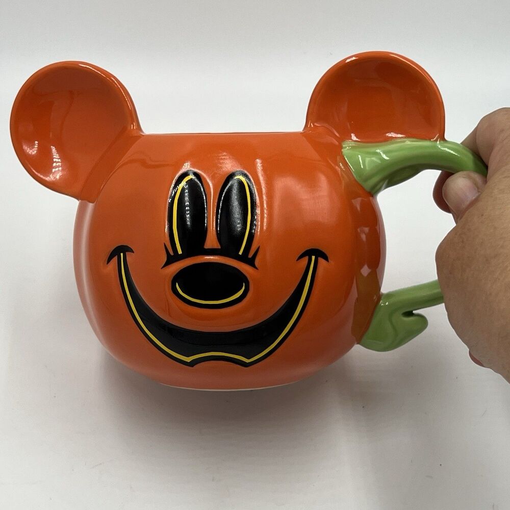 Disney Mickey Mouse Pumpkin Halloween Coffee Mug Jack-o-lantern Mickey Ears 16oz